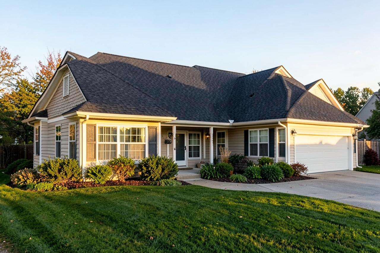 Family home with a freshly renewed asphalt shingle roof